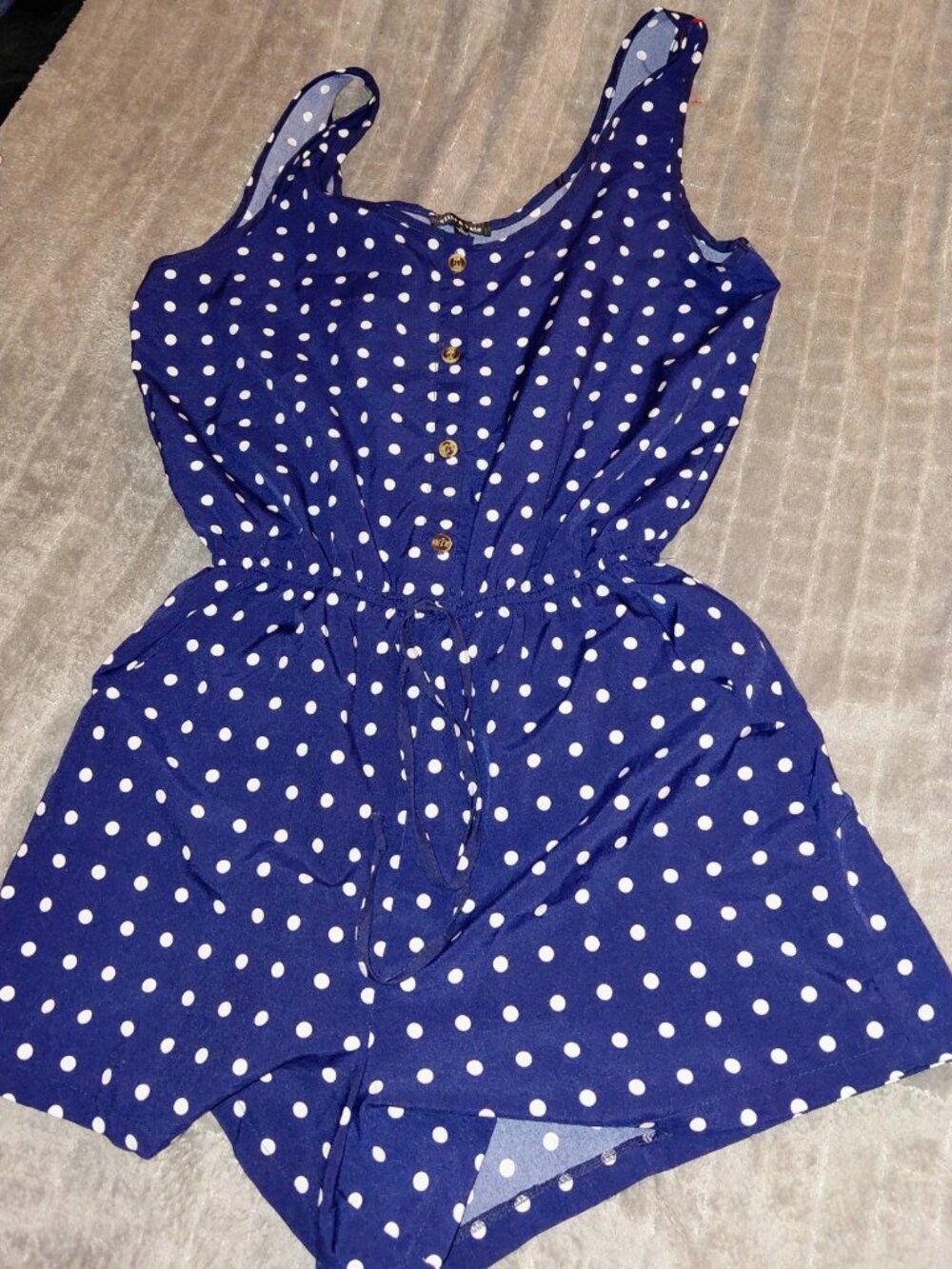 Ellie And Kate Medium Navy Blue Polka Dot Romper